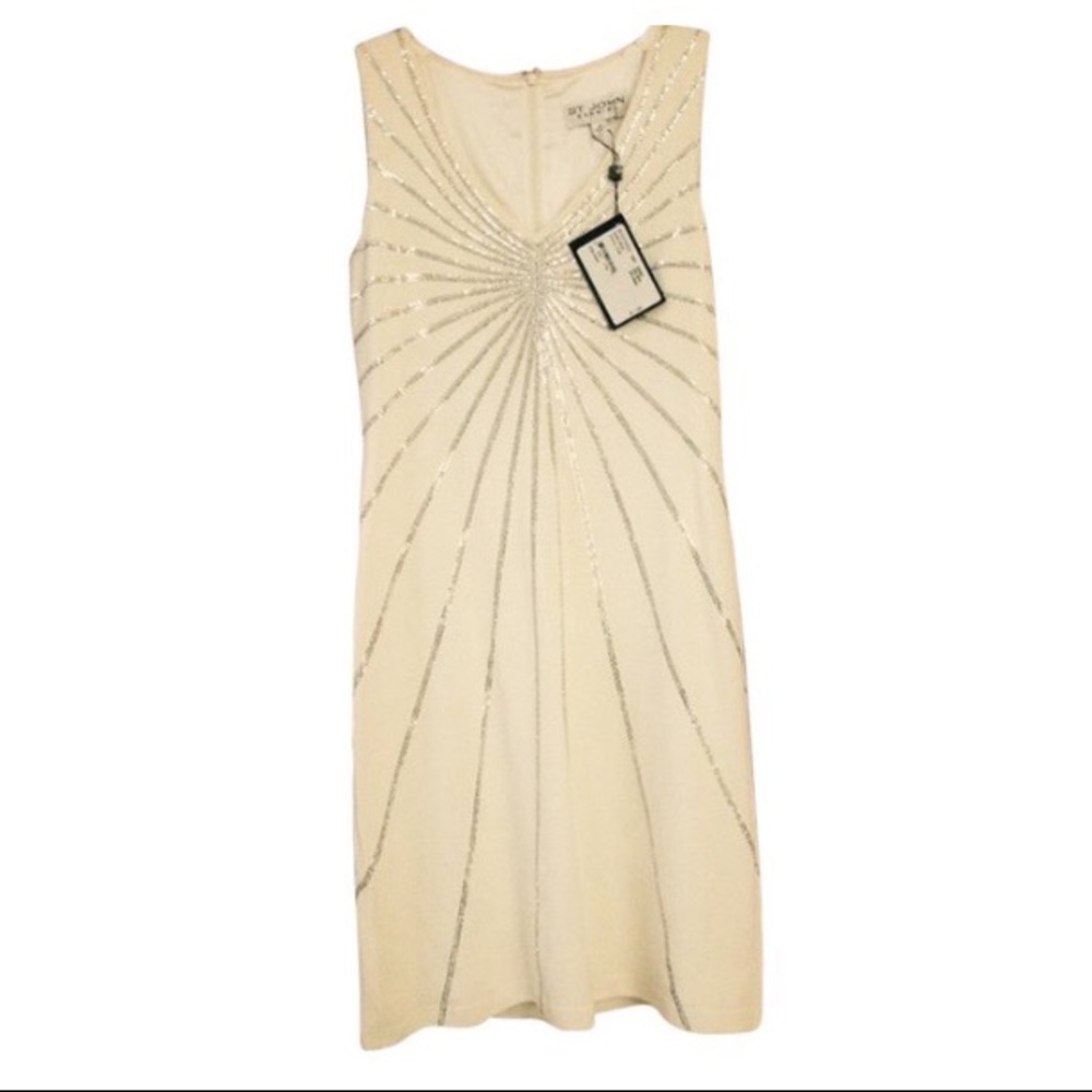 St John Evening silver & white dress